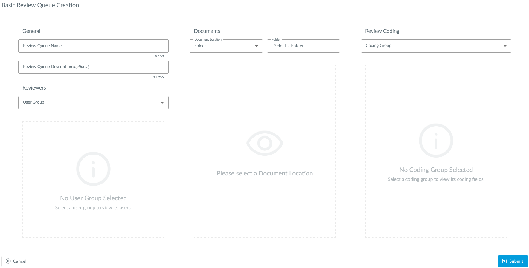 Basic review queue creation page 1.00