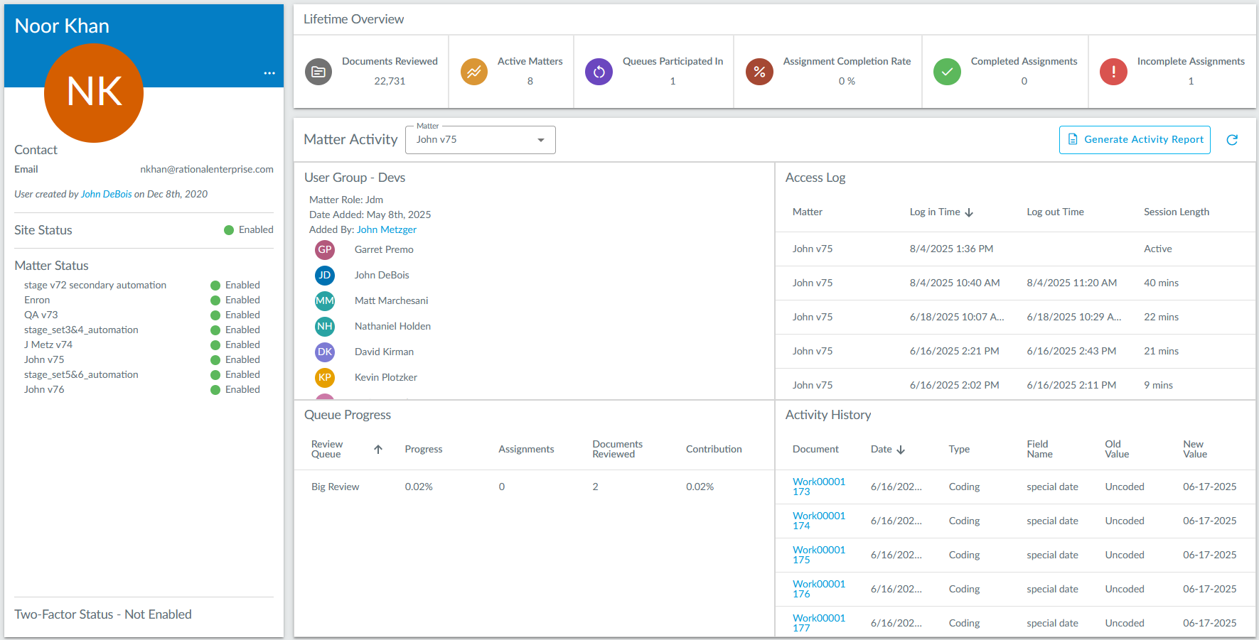 User profile page 1.00