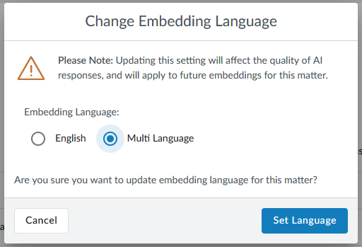 Embedding language dialog Embedding language dialog